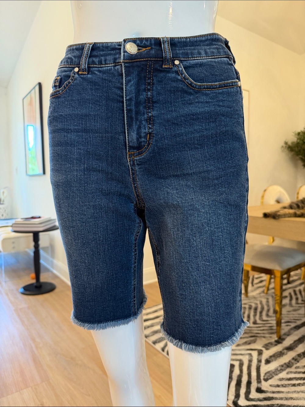 Dark Blue Denim Bermuda Shorts - Women Jeans